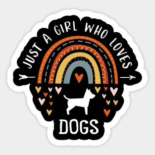 Just A Girl Who Loves Dogs Rainbow Sticker